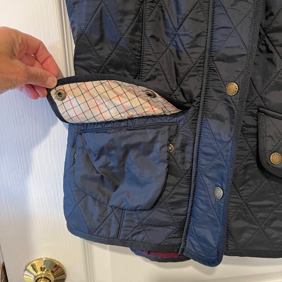 Barbour Quilted Vest in Gray and Burgundy - Picture 3 of 8